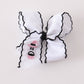 Black ghost embroidery crochet edge hair bow