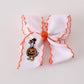 Orange goose pumpkin embroidery crochet edge hair bow