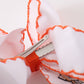 Orange goose pumpkin embroidery crochet edge hair bow