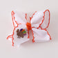 Orange turkey embroidery crochet edge hair bow