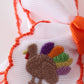 Orange turkey embroidery crochet edge hair bow