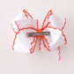 Rust turkey embroidery crochet edge hair bow