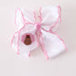 Pink turkey embroidery crochet edge hair bow