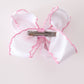 Pink turkey embroidery crochet edge hair bow