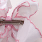 Pink turkey embroidery crochet edge hair bow