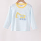 Blue Excavator Applique Stripe Top