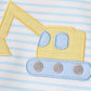 Blue Excavator Applique Stripe Top