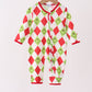 Red grinch print zipper romper
