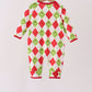 Red grinch print zipper romper