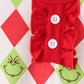 Red grinch print ruffle pajama set