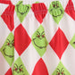 Red grinch print ruffle pajama set