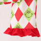 Red grinch print ruffle pajama set