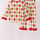 Red grinch print ruffle pajama set