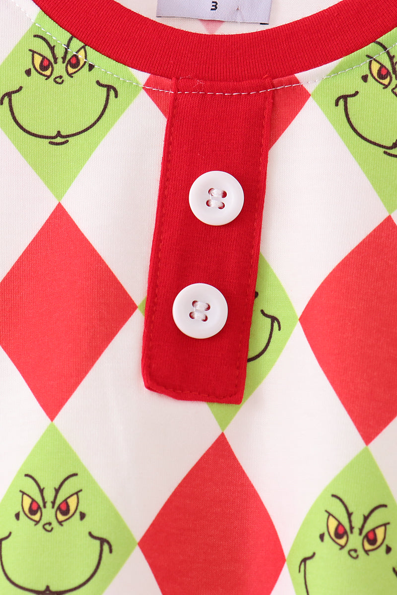 Red grinch print pajama set