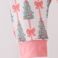 Pink Christmas Tree Bow Romper