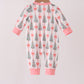 Pink Christmas Tree Bow Romper