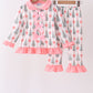 Pink Christmas Tree Bow Ruffle Pajama Set