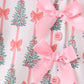 Pink Christmas Tree Bow Ruffle Pajama Set
