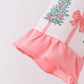 Pink Christmas Tree Bow Ruffle Pajama Set
