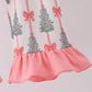 Pink Christmas Tree Bow Ruffle Pajama Set