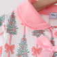 Pink Christmas Tree Bow Ruffle Pajama Set