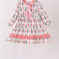 Pink Christmas Tree Bow Ruffle Dress