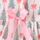 Pink Christmas Tree Bow Ruffle Dress
