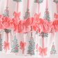 Pink Christmas Tree Bow Ruffle Dress