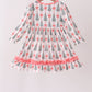 Pink Christmas Tree Bow Ruffle Dress