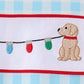 Blue puppy embroidery gingham jogger set