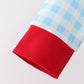 Blue puppy embroidery gingham jogger set