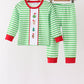 Green stripe grinch embroidery pajama set