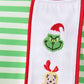 Green stripe grinch embroidery pajama set