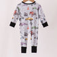 Black Racing Zip Bamboo Romper