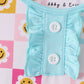 Blue smiling checkered ruffle bamboo pajama set