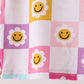 Blue smiling checkered ruffle bamboo pajama set