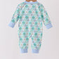 Green santa print ruffle romper