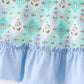 Green santa print ruffle dress