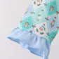 Green santa print ruffle pajama set