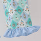 Green santa print ruffle pajama set