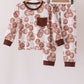 Brown Milk Cookie Print Pants Set
