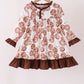 Brown Milk Cookie Print Ruffle Dress