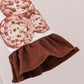 Brown Milk Cookie Print Ruffle Dress