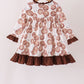 Brown Milk Cookie Print Ruffle Dress