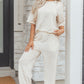 Khaki Checkered Print Half Sleeve Tee 2pcs Lounge Pant Set