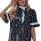 Black Contrast Frilled Trim Short Sleeve Floral Shirt