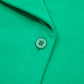 Dark Green Plus Size Button Front Ruffled Stripe Trim V Neck Flutter Sleeve Blouse
