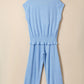 Beau Blue Cap Sleeve Matching Top and Jogger Pants Set