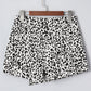 Brown Leopard Print Button Overlap Denim Shorts