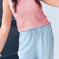 Pink Stripe Textured Knit Sleeveless Casual Sweater Top